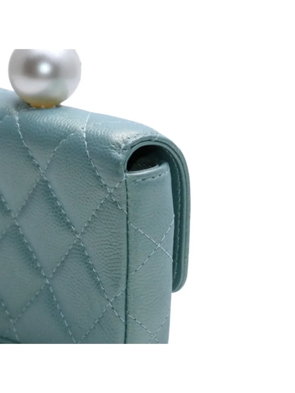Chanel Quilted Chain Flap Coin Purse CC Logo Caviar Leather